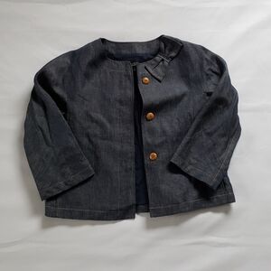 Talbots Blue Chambray Linen Jacket with Bow Size 4